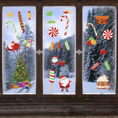 Autocollant décoratif Père Noël flocon de neige, autocollant de fenêtre de décoration de Noël à faire soi-même, amovible et réutilisable (1/5)
