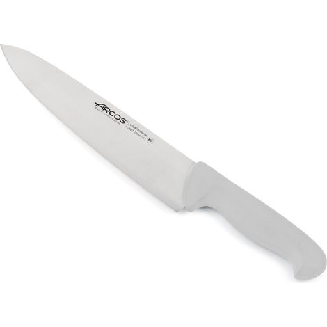 Coltello da cuoco Arcos Colore - Prof 292224 in acciaio inox Nitrum e mango ergonomico bianco Polipropilene e 25 Lama cm, coperchio espositivo