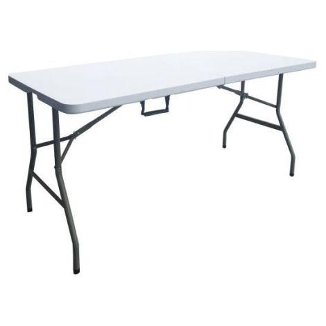 Table de réception pliante 6 personnes - 150 cm - Structure acier et plateau en polyéthylene PEHD - Blanc (1/3)