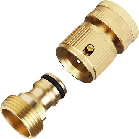 Gartenschlauch-Schnellverbinder, 3/4-Zoll-Wasserhahnanschluss mit Außengewinde und Messing-Schnellverbinder mit Innengewinde, Gewinde-Wasserhahnadapter