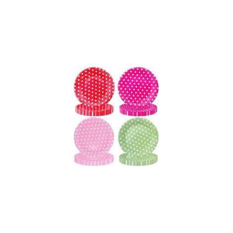 80 bunte Pappteller mit Polka-Dots, 18 cm, Einwegteller für Partys, Dessertteller für Geburtstage, Babypartys, Hochzeiten, Kindergeburtstage (20 Stück pro Farbe) (1/5)