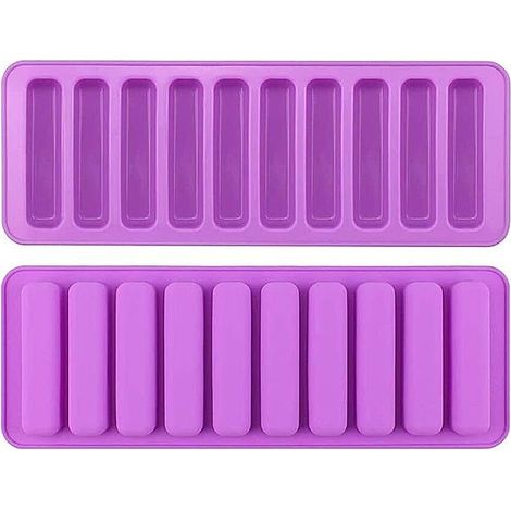 Lot de 2 moules tablette chocolat en silicone antiadhésif à 10 cavités longues (1/5)