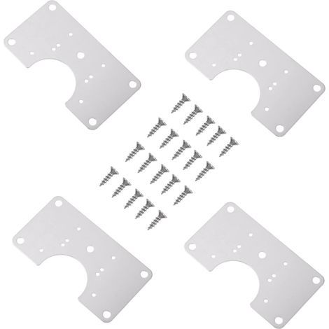 4ensembles Plaques De Fixation De Charnière Armoire Acier Inoxydable Kit Installation Réparation Pour Charnières De Portes Fixe Pour Placard (1/5)