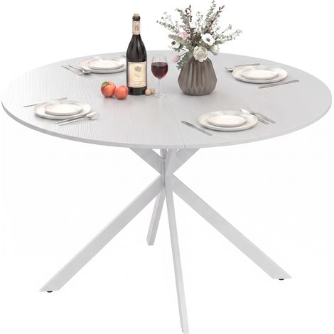 HOMCOM Tavolo Rotondo da Pranzo Stile Industriale con Gambe a Croce Ø120x75 cm (1/5)