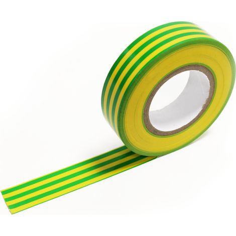 BeMatik - Cinta aislante amarilla-verde de 0,15x19mm en bobina de 20m