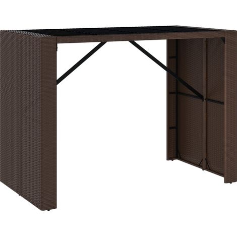 Maison Exclusive - Tavolo Bar con Piano in Vetro Marrone 145x80x110 cm Polyrattan
