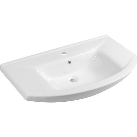 Aqualine Zero - Meuble lavabo 86x50 cm, avec trop-plein, trou pour robinet, blanc 6085 (1/5)