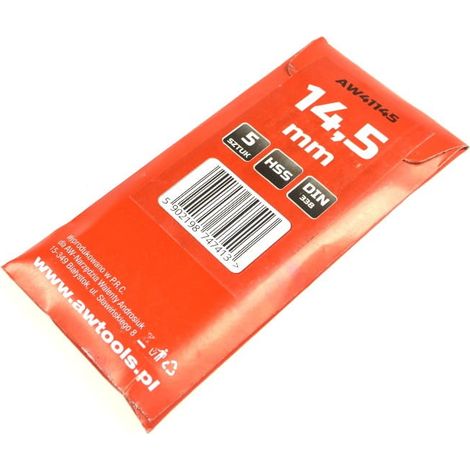 AWTOOLS TRAPANO PER METALLO BIANCO TORNITO 14,5 mm/5 pezzi.