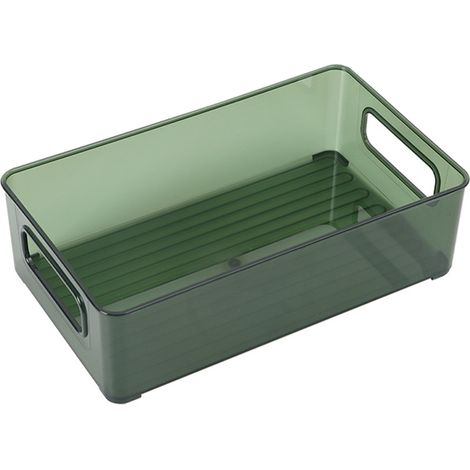 Organiseur transparent à compartiments ouverts, boîte de rangement pour maquillage et produits de beauté et panier de rangement pour garde-manger avec poignées traversantes, 25,7 x 15 x 7,5 cm (1/5)