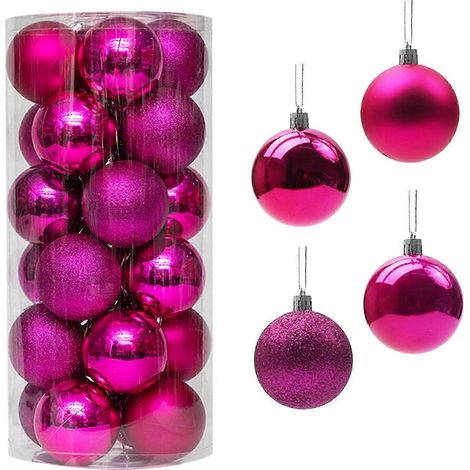 Boules décoratives de Noël en plastique électroplaqué, 3 cm, lot de 24, pour centres commerciaux, plafonds, sapins et décorations. (1/2)