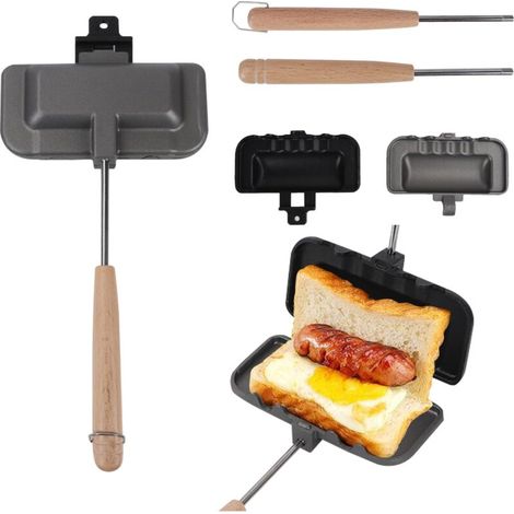 Gaufrier 3 en 1 double face – Machine à sandwichs, presse à paninis – Revêtement antiadhésif – 4 poignées amovibles – Pour crêpes et omelettes (1/5)