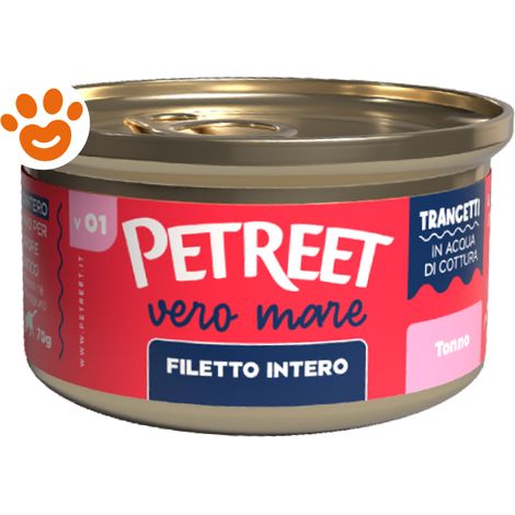 Petreet Vero Mare Cat Adult Filetto Intero di Tonno con Gamberetti - Lattina 70 Gr -