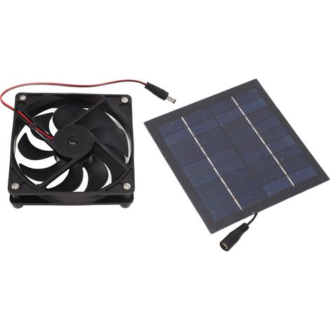 Kit ventilateur avec panneau solaire 50W portable pour serre abri poulailler niche animal fenêtre extraction air (1/5)