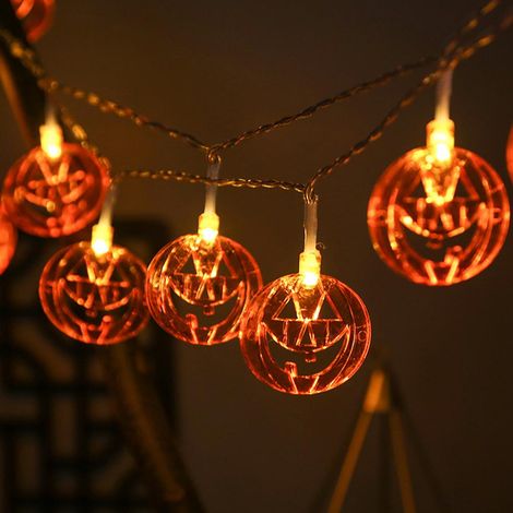 Guirlande lumineuse LED Halloween 3 mètres, imperméable, citrouille grimaçante, déco extérieure pour jardin, pelouse et terrasse (1/5)