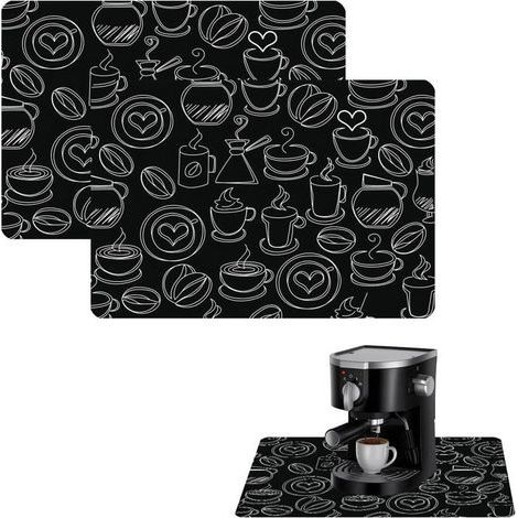(Schwarz) Kaffeemaschinenmatte, Abtropfmatte, saugfähige Matte, Barmatte, Geschirrmatte zum Schutz der Küchenarbeitsplatte (1/5)