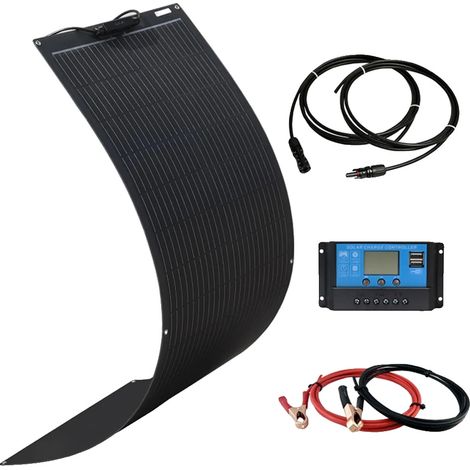 Panneau Solaire, Haute Efficacité, Design Flexible, Kit de 100W - Noir (1/2)