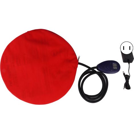 Coussin chauffant pour animaux 7 réglages de température chien chat tapis électrique avec arrêt automatique intérieur maison rouge rond 30cm prise US (1/5)