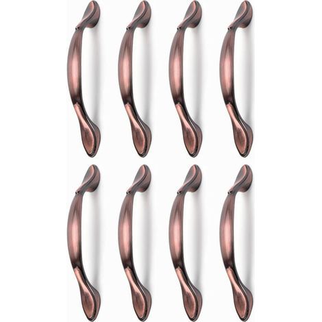 tiradores de puerta de muebles vintage, tiradores de armario vintage con forma de arco, tiradores para muebles (distancia entre orificios: 96 mm, color bronce rojo) (1/4)