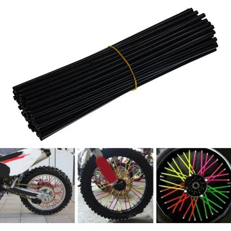 72rayons habillages rayons vélo décoratifs universels, protections jantes VTT noir, kit 72 pièces habillage roue (1/5)