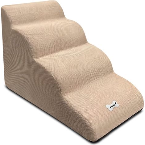 1 Escalier Pour Chien, 4 Marches Antidérapantes, Toile Lavable, Rampe Pente Douce, Pour Canapé Lit Haut