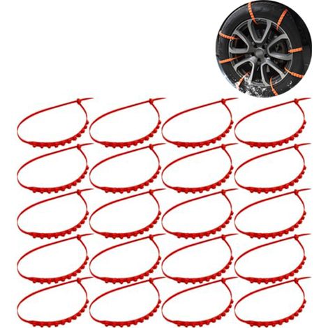 20 catene da neve, cinghie antiscivolo in plastica, funi di traino antiscivolo in plastica, guarnizioni di sicurezza, adatte per auto e SUV (1/5)