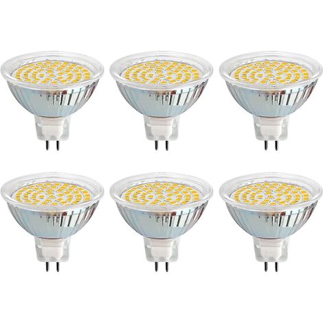 Lot de 6 Ampoules LED GU5.3 12V 3W Blanc Chaud 6000K, 50mm, Équivalent 30W, 300lm, AC/DC 12V MR16 Spot Encastrable Classe A+ (1/4)