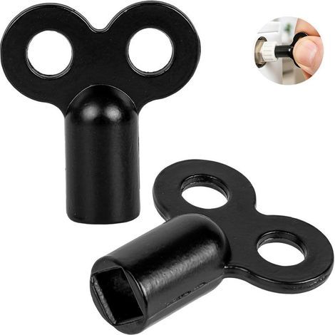 Lot de 2 clés de purge de radiateur avec diamètre intérieur carré de 5 mm universel pour tous les radiateurs , en métal , noir , clé de purge de radiateur (1/4)