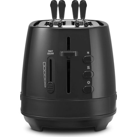 De'Longhi CTLAP2203.BK Tostapane con Pinze, Controllo Progressivo del Grado di Tostatura, Indicatori Luminosi, Cassetto Raccoglibriciole, Piedini Antiscivolo, Potenza 550 Watt, Plastica, Nero (1/5)