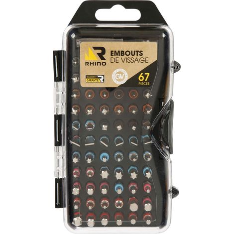 Set Tournevis-Coffret vissage Courts 67 pièces avec Porte-Embout magnétique-Chrome Vanadium-Cruciformes, Plats, carrés, torx, Allen, Plusieurs Tailles Disponibles (1/5)