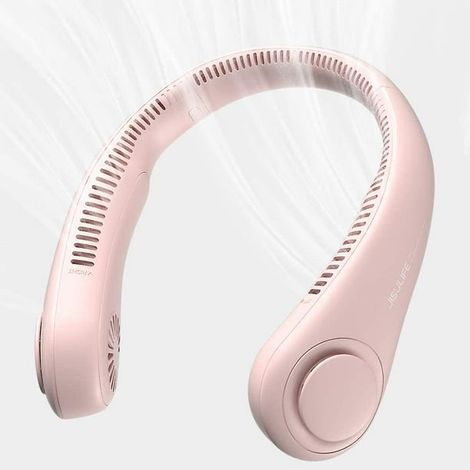 Ventilateur de cou portable sans pales, mains libres, rose, rechargeable USB, silencieux, pour extérieur et intérieur (1/5)