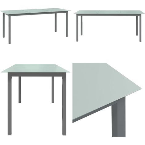 Table de jardin Gris clair 190x90x74 cm Aluminium et verre - Table De Jardin - Table Extérieure - Mobilier De Jardin - Table Aluminium - Table Ronde - Home & Living (1/5)
