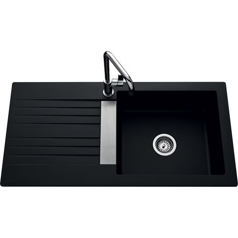 Evier trevise - 1 grand bac et 1 égouttoir - Décor : Noir - SCHOCK (1/5)