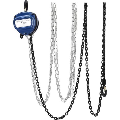 Chain Hoist 2204lbs/1ton Chain Block Hoist Manual Chain Hoist 4m/13.12ft Block Chain Hand Chain Lifting Hoist with Hooks Chain Pulley Tackle Hoist Winch Lifting Pulling Equipment, Blue