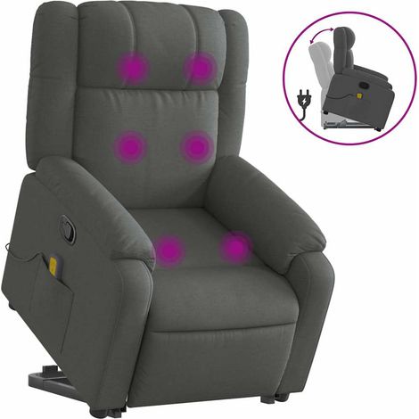 Maison Exclusive - Poltrona Alzapersona Massaggi Reclinabile Grigio Scuro Tessuto