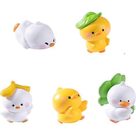 Lot de 5 figurines miniatures de canard de dessin animé en résine détaillée, ornements d ' animaux pour décoration intérieure et extérieure, collection de figurines de canard, accessoires de voiture (1/5)