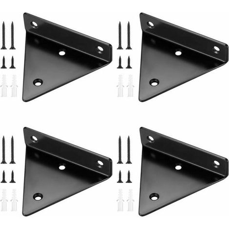 Set of 4 floating shelf brackets, invisible triangular wall-mounted shelf brackets, metal brackets for wall-mounted shelf storage