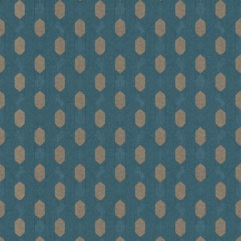 Papier peint bleu canard motif pois marron Tapisserie vintage idéale pour salon Papier peint intissé pour couloir chic (1/5)