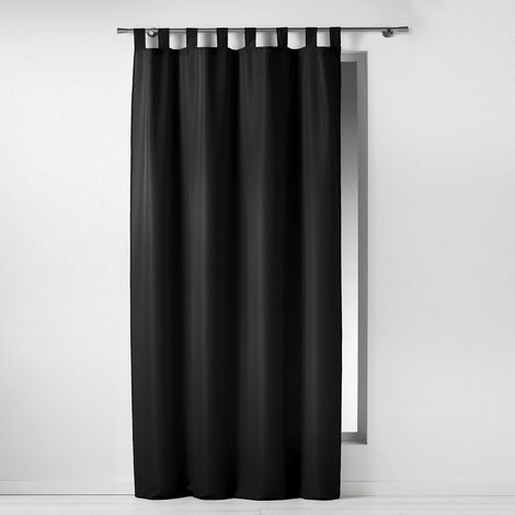 JSSEVN - Eyelet curtain 132 x 244 cm plain black polyester (1/5)
