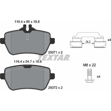 Kit de plaquettes de frein, frein à disque Textar 2507101 MERCEDES-BENZ