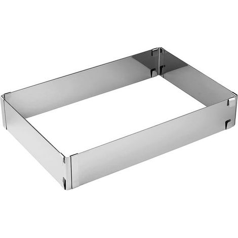 Alzata rettangolare regolabile per torte con struttura estensibile e teglia rettangolare in acciaio inox. Per torte, mousse e tiramisù. Uovo (1/5)