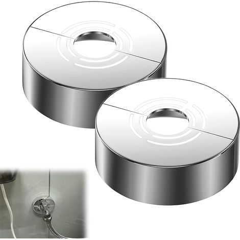 Juego de 2 rosetas para mezclador de ducha, 3 tamaños en 1, roseta para grifo dividido de Ø 21 mm/26 mm/33 mm, cubretubo para radiador, grifo de ducha, fácil instalación, cromado (62 x 20 mm) (1/5)