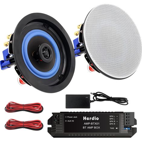 4 Inch 160 Watt Bathroom Ceiling Speaker 2-Way Bluetooth Ceiling Speakers for Kitchen, Bedroom, Covered Terrace (2 Speakers) (1/5)