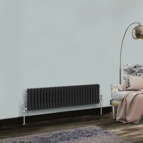 Traditional Vintage Cast Iron Style Radiator Black 2 Column 300 x 1190mm (1/5)