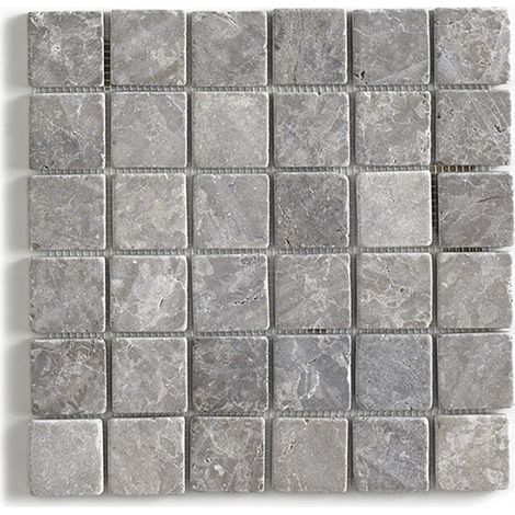 Pegane – Plaque mosaïque marbre naturel gris mat 30 x 30 cm – Pour mur et sol – Épaisseur 0,9-1 cm – Poids 2 kg – Finition soignée