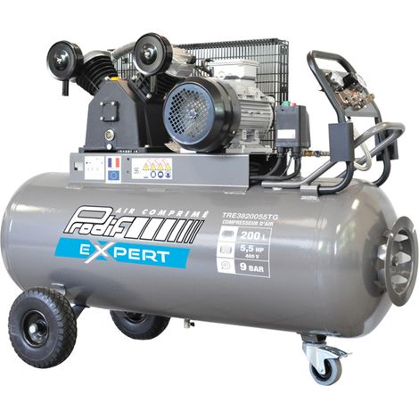 Compresseur 200L 9 bar 5,5 CV triphasé + Enrouleur 15m PRODIF TRE3820055TG