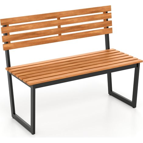 2-Sitzer-Gartenbank aus Akazienholz mit Metallgestell