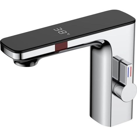Chrome automatic sensor tap with digital display, hot/cold water, touchless (1/4)