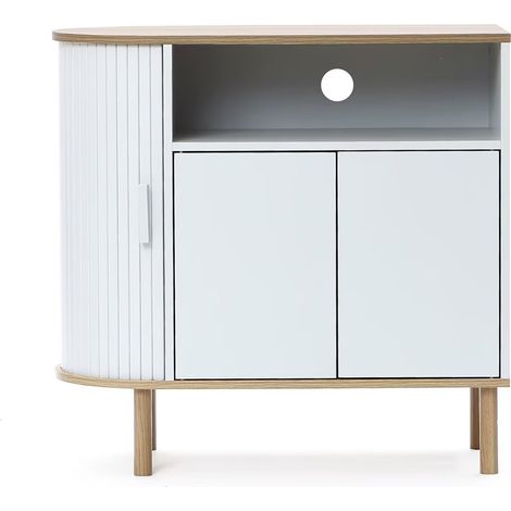 Skandinavisches Sideboard in Grau-Weiß – modernes Holz-Design mit 2 Türen, ideal fürs Wohnzimmer