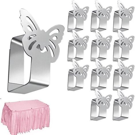 Mollette per tovaglia in acciaio inox - Confezione da 12 - Farfalla - Mollette per tovaglia - Mollette da tavola - Mollette per olio - Articoli da giardino - Fissaggio tovaglia - Accessori da tavola - (1/5)