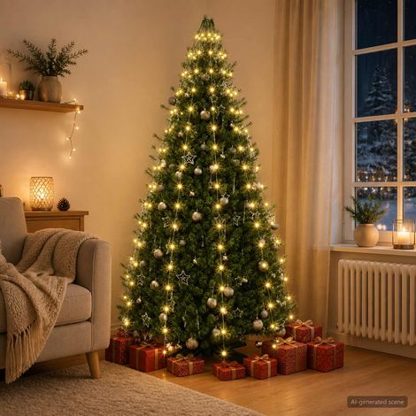 vidaXL Luces del árbol de Navidad 180 LED Blanco Cálido 180 cm (1/5)